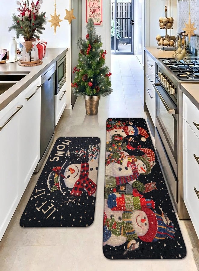 sdhinlwo Let It Snow Snowman Snowflake Winter Christmas Decorative Kitchen Mats Set of 2, Home Party Low-Profile Kitchen Rugs,Christmas Kitchen Mats for Floor 2 Pieces 17x30+17x47 Inch - Image 3